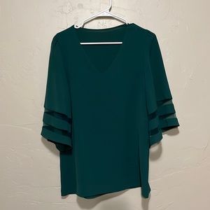 Green Blouse with Bell Sleeves